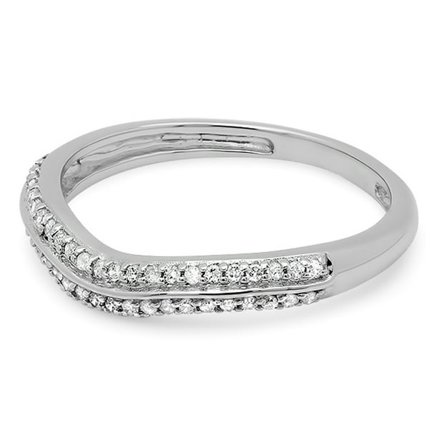 Round White Diamond Ladies Anniversary Contour Wedding Band 1//5 CT Sterling Silver Dazzlingrock Collection 0.20 Carat ctw